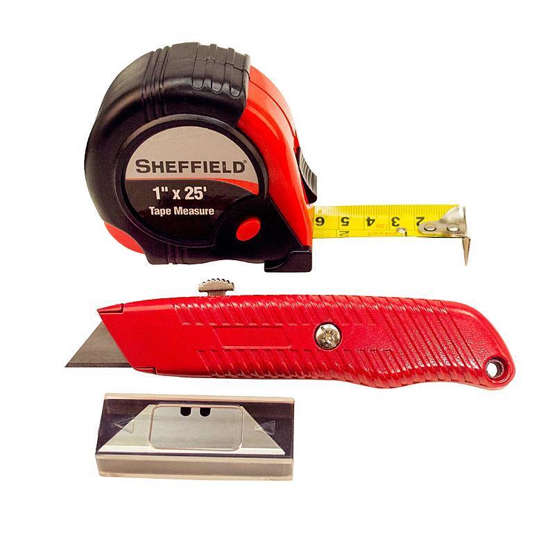 3pc 25' Tape Measure & Utility Knife Tool Set 60041 FAST SHIP! D13