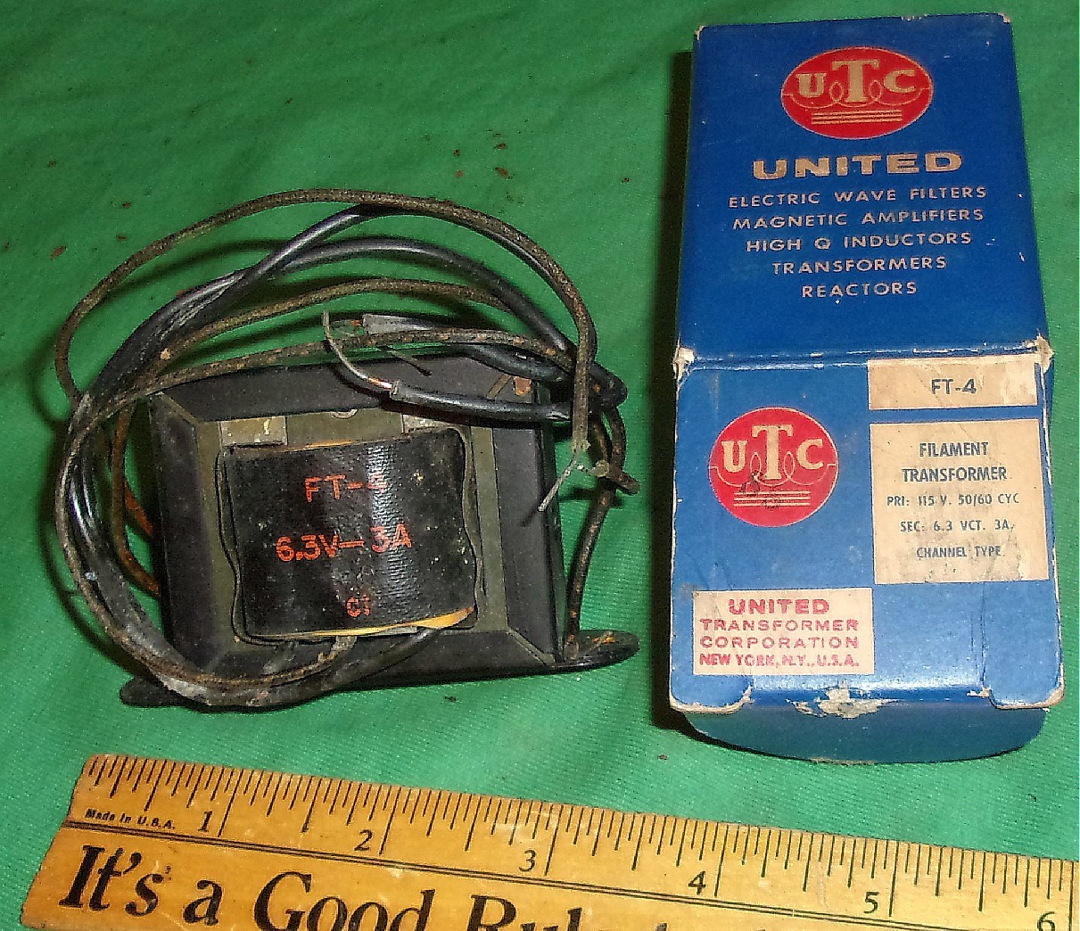 TRANSFORMER Power Filament  6.3 VCT @ 3 Amps UTC FT-4 Radio/Audio NOS Tested OK!