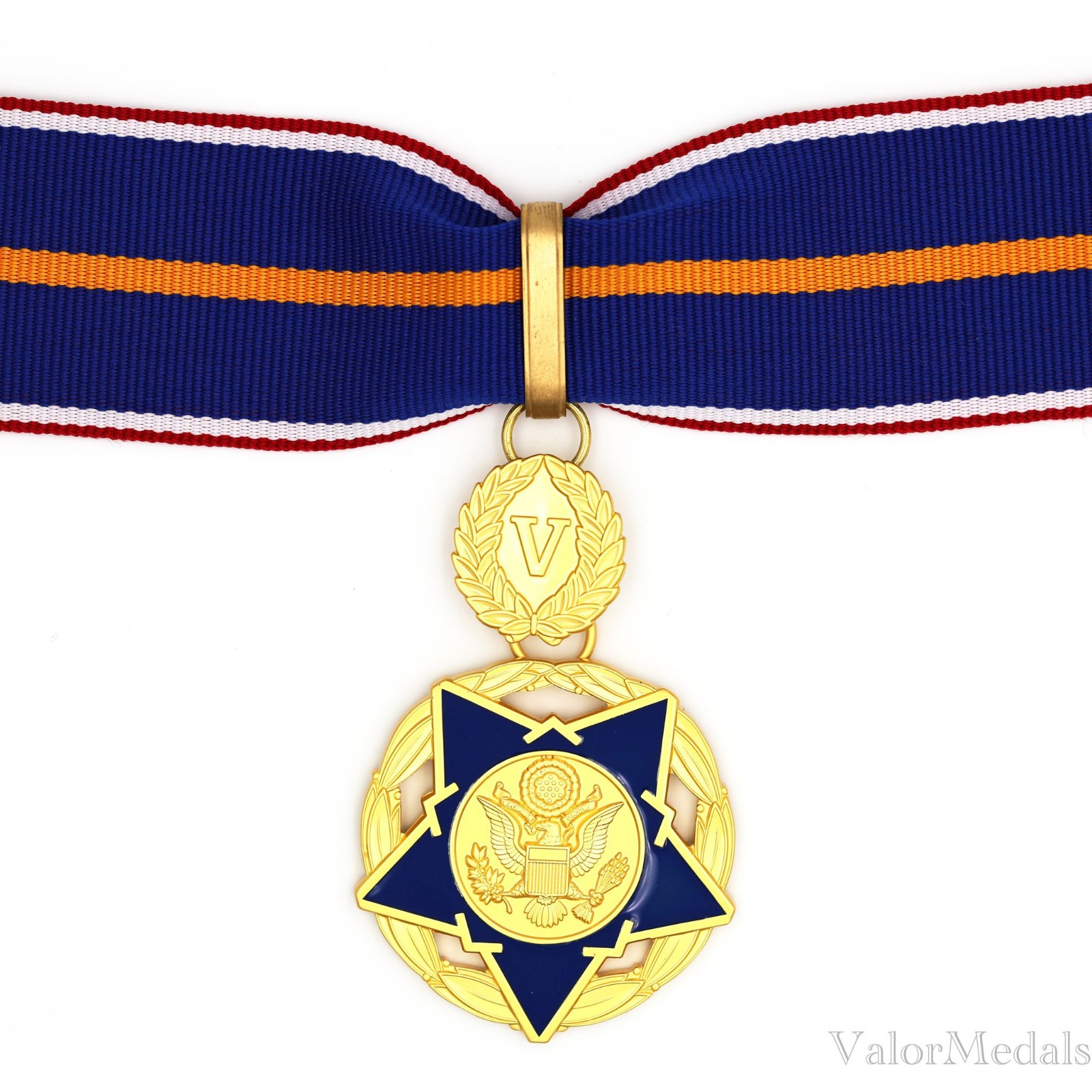 USA Public Safety Medal of Valor Award Neck Ribbon 1:1  Gilt Brass Replica