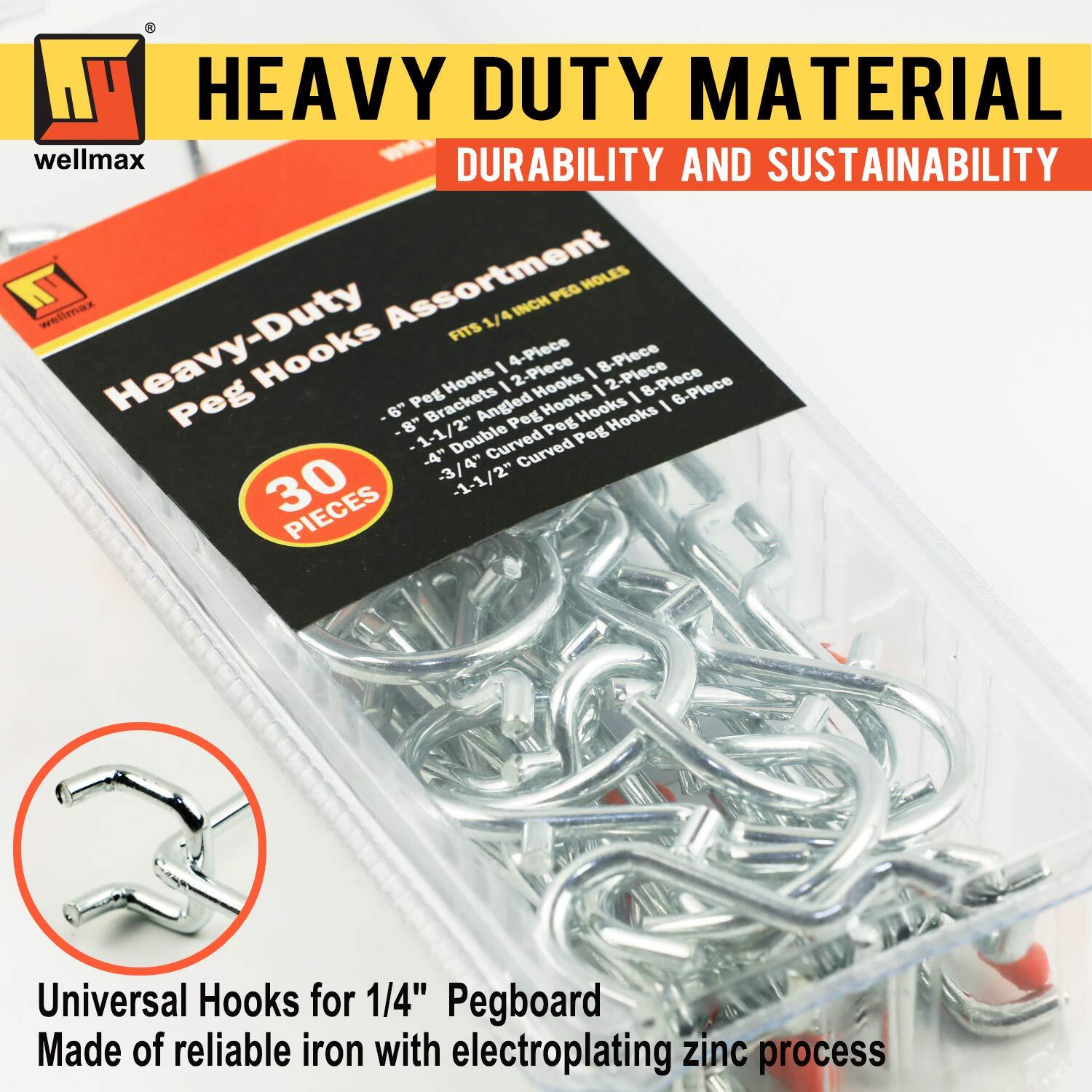 30pc Heavy Duty Pegboard Hooks Set Peg Board Hook Assortment And Accessories For
