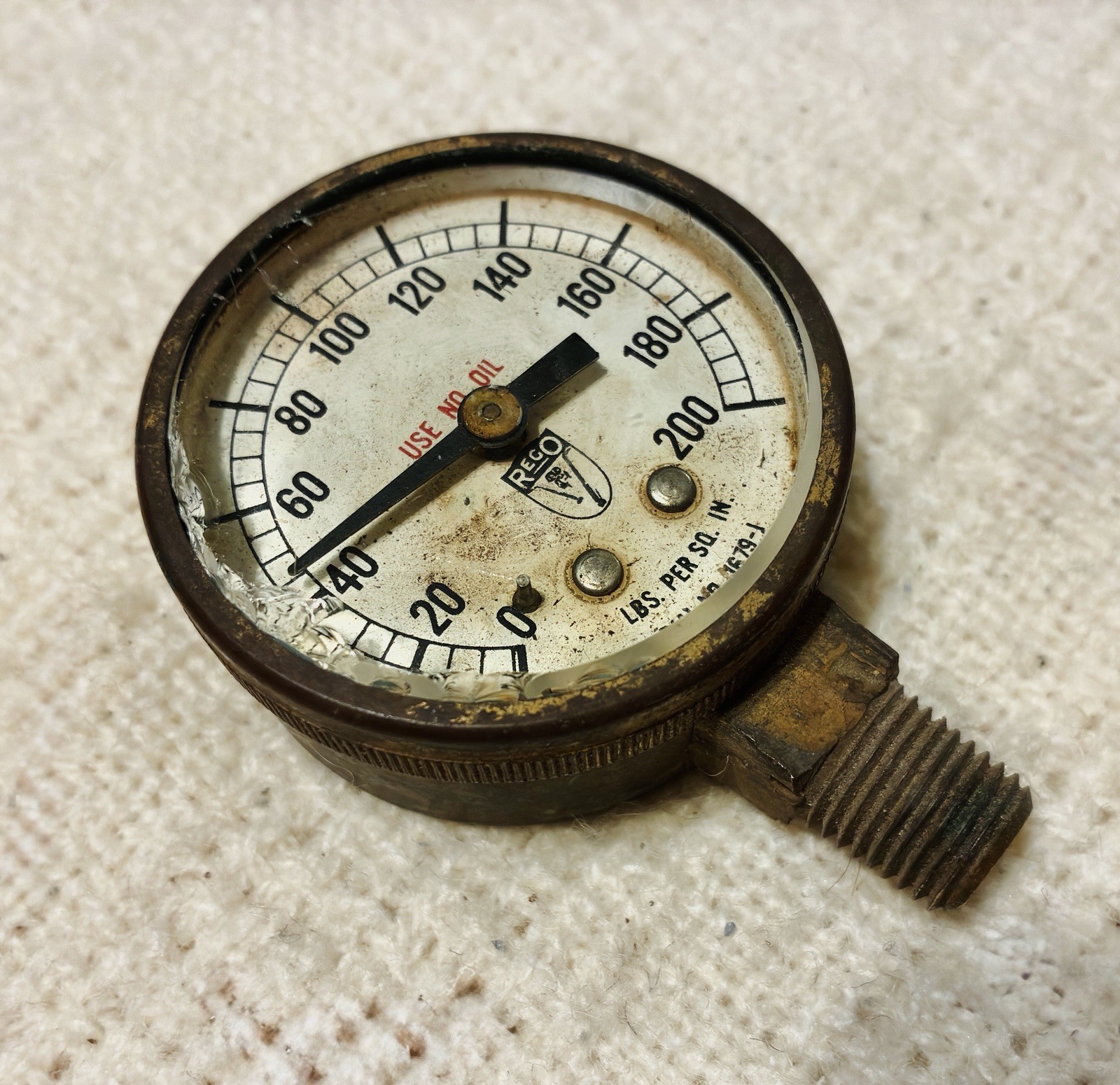 Antique Rego  200 PSI pressure Gauge Dial No 1679 Steampunk-Parts Only