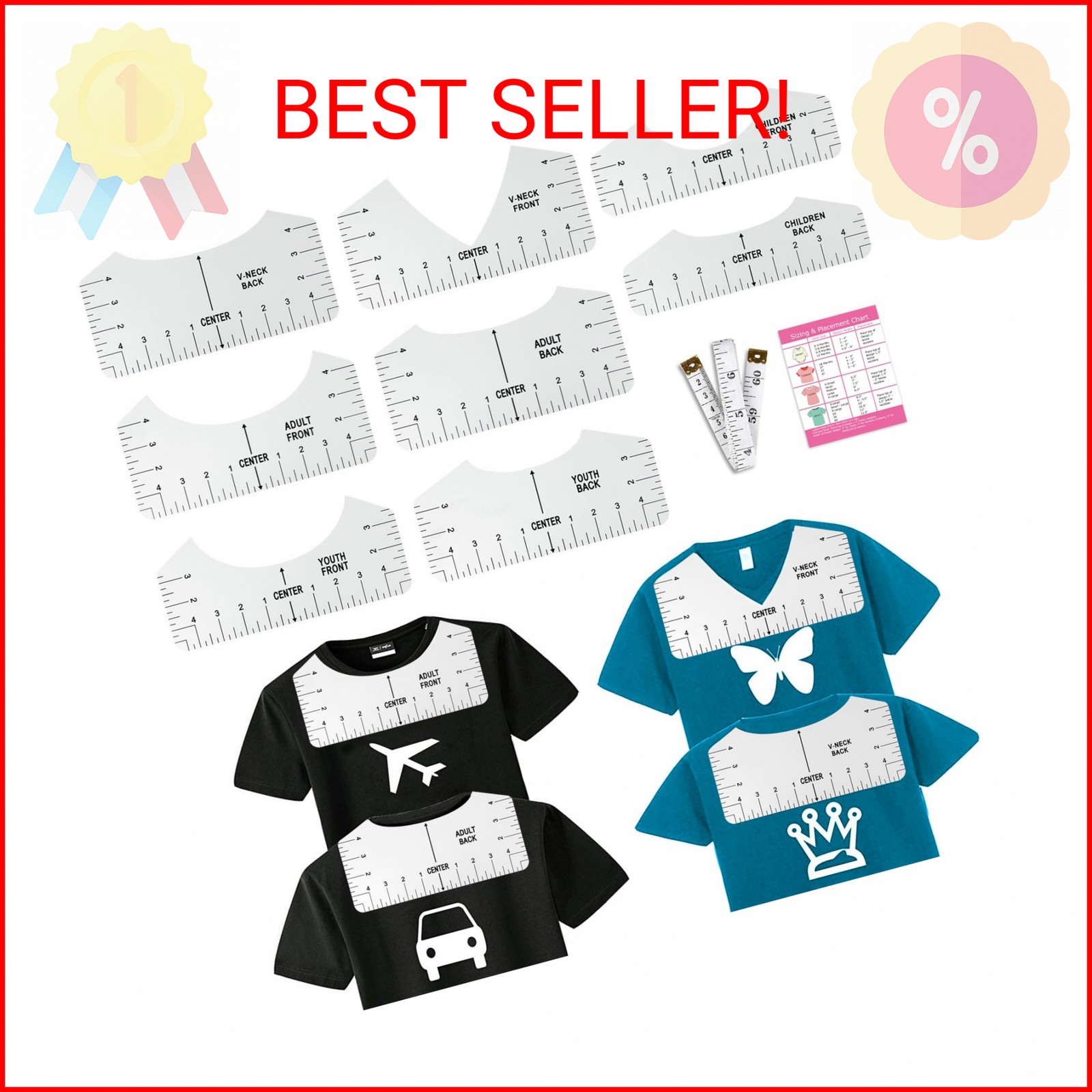Vowlove Tshirt Ruler Guide for Vinyl Alignment - Tee Shirt Centering Designs Ali