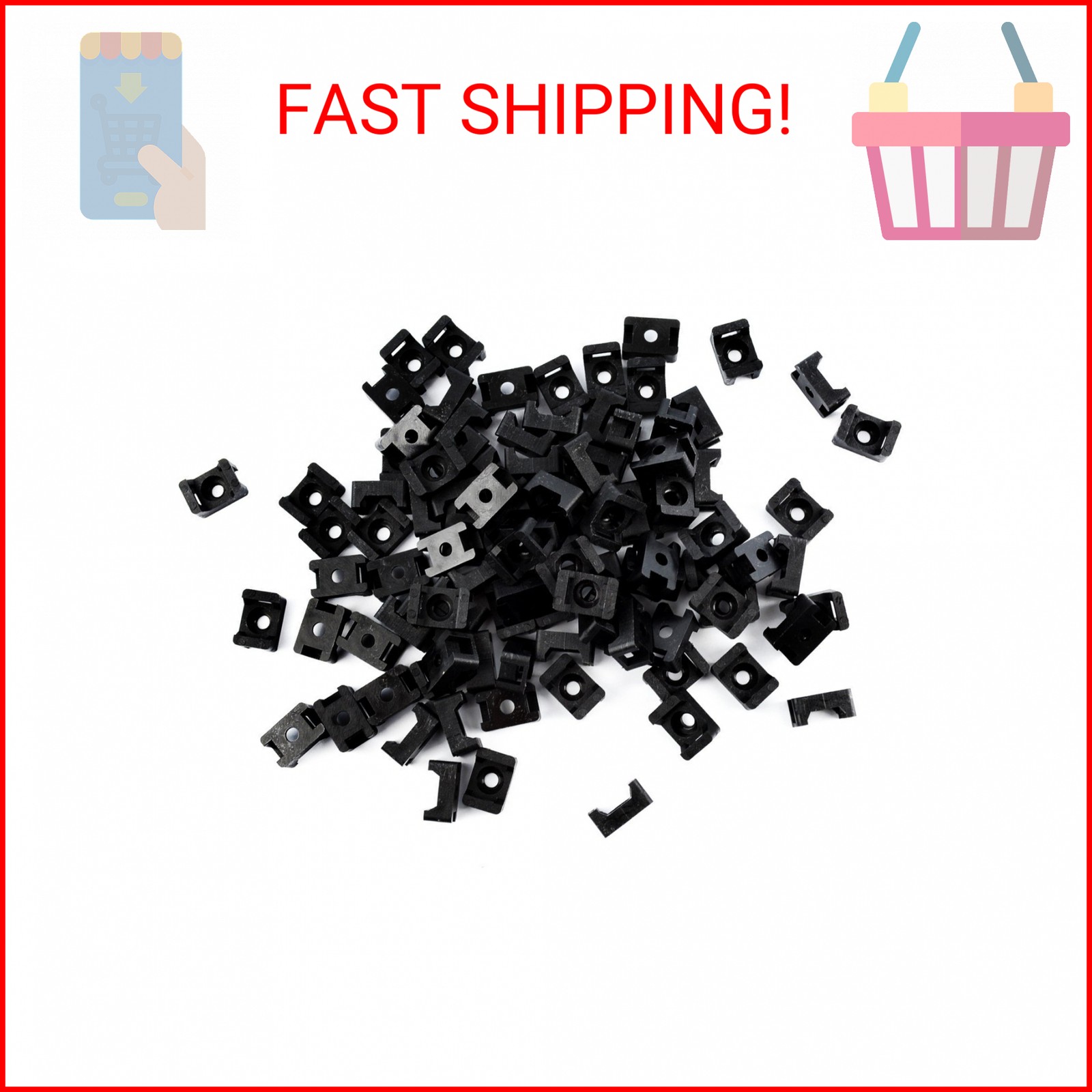 QualGear CM1-B-100-P Cable Tie Mount, Black