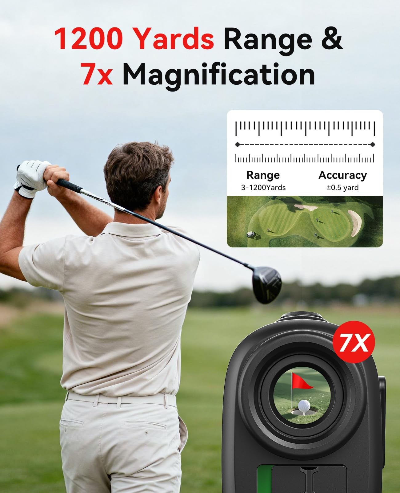 Hoorola Range Finder Golf, 1200 Yards Rangefinder with Slope, Magnetic Stripe...
