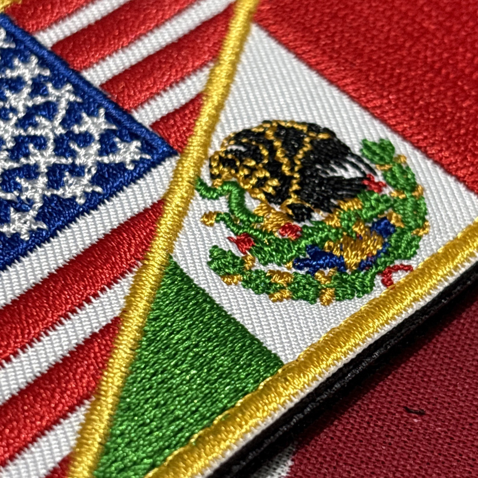 American Mexican Split Flag Patch Hook & loop High Quality 2x3”