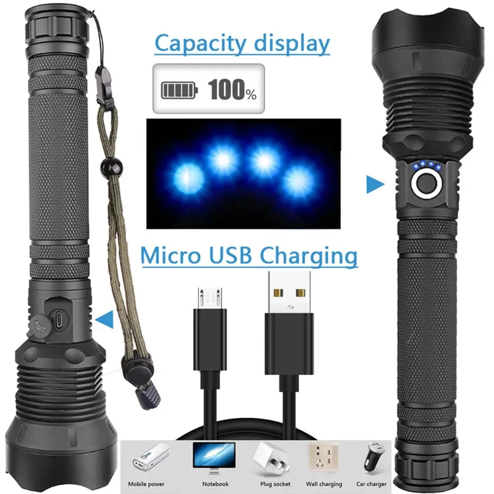 Super Bright LED Tactical P90 Flashlight Torch Rechargeable Battery Work Light