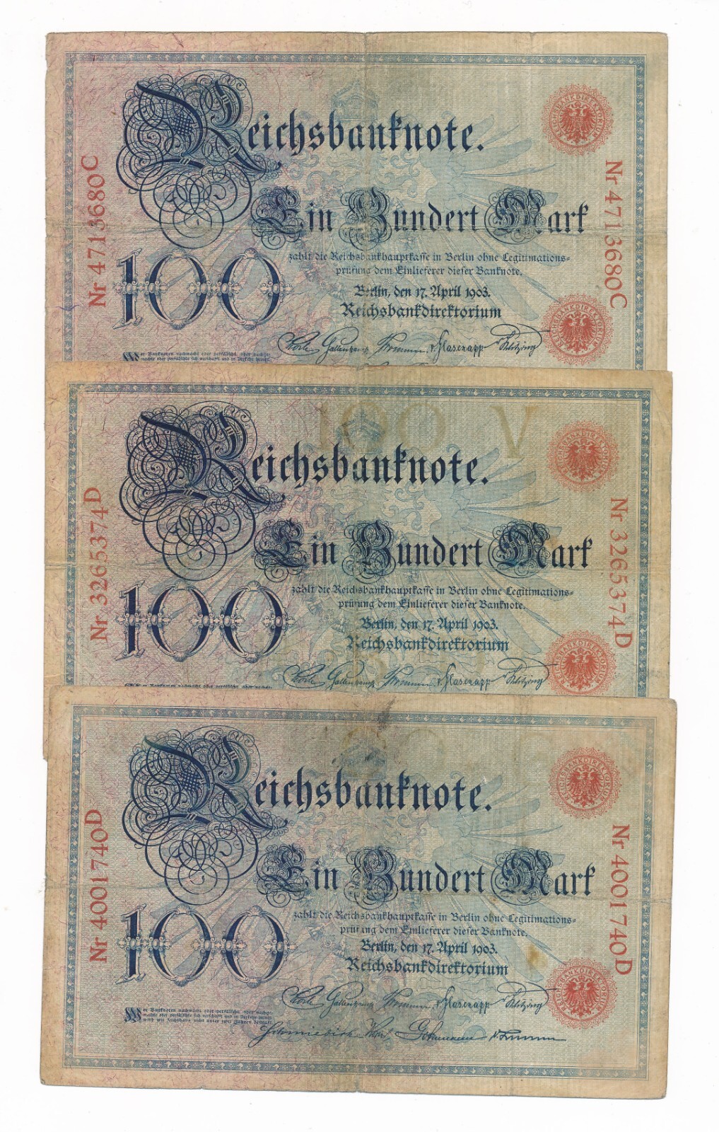 Germany 100 Mark 1903  P. 22 VG+/F 3 German Notes