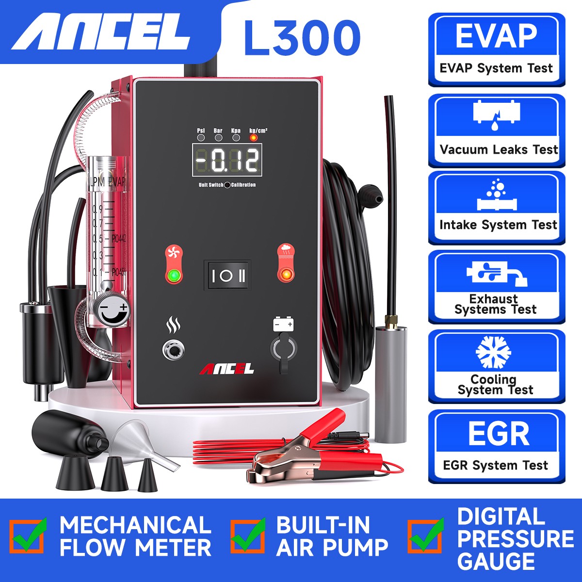 Ancel L300 EVAP Smoke Machine Leak Detector Tester With Adjustable Flow Meter US