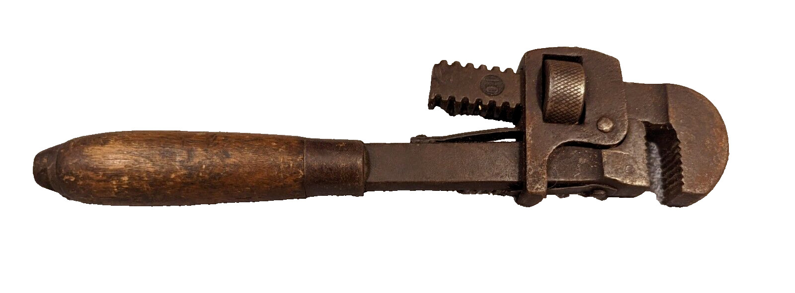 Pipe Wrench 10" Antique Wooden Handle Oswego Tool Co NY USA