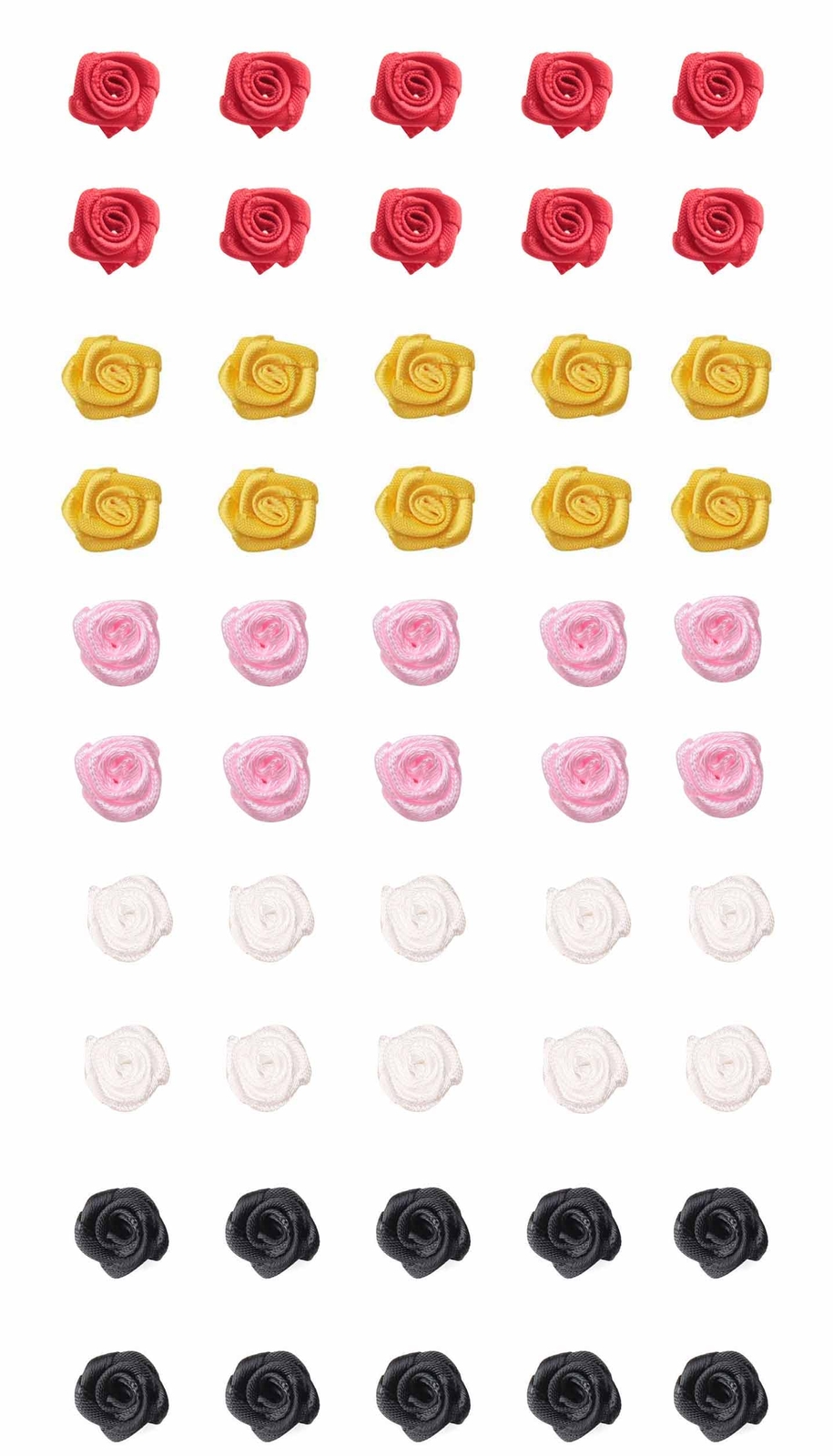 Satin Ribbon Roses Mini Flowers 50 pcs Colorful DIY Craft Wedding Parties