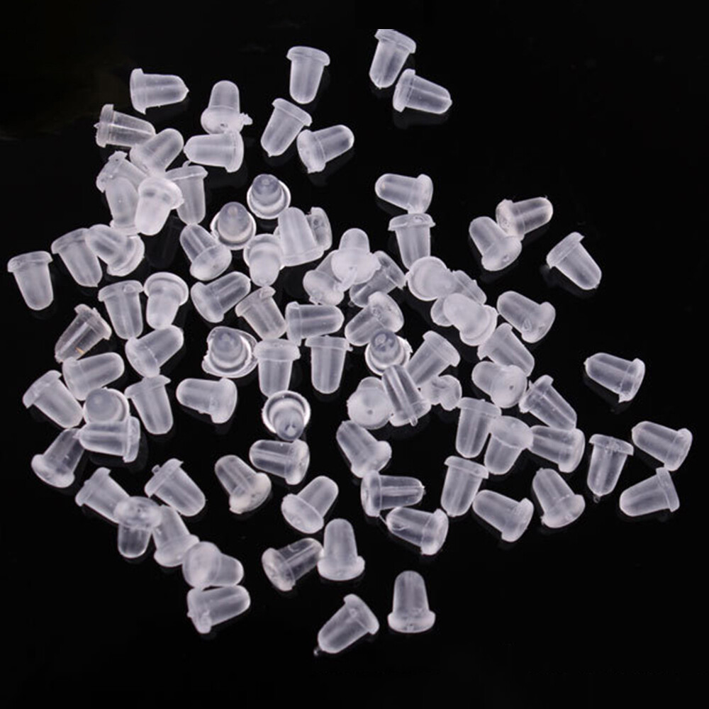 Free Ship 200Pcs Clear Plastic Rubber Earrings Backs Stopper Post Nut