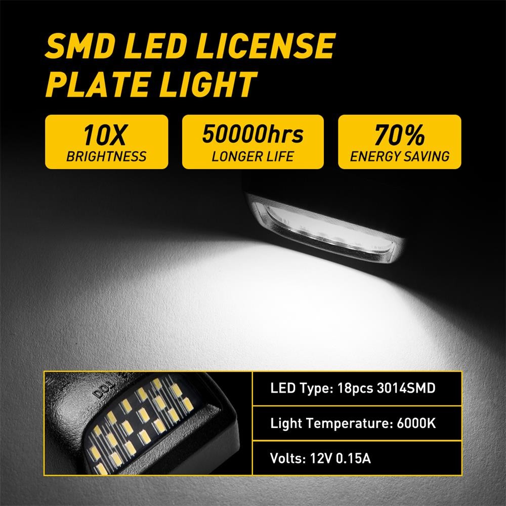 White LED License Plate Tag Light for Chevy Silverado 1500/2500/3500 1999-2013