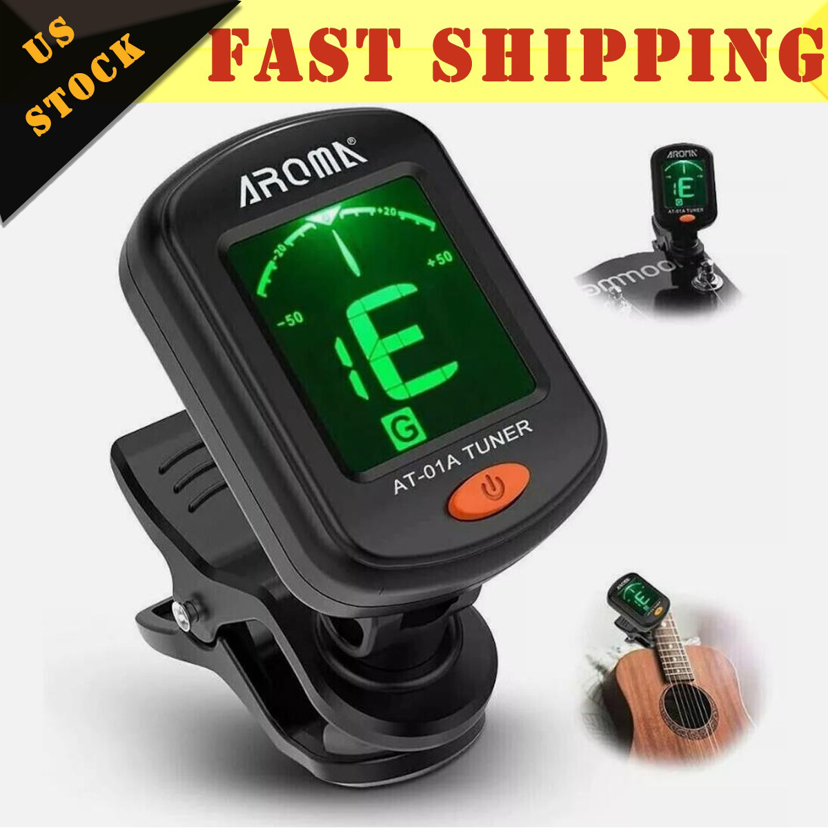 LCD Clip On Chromatic Acoustic Tuner Electric Guitar Banjo Violin  Ukulele Bass