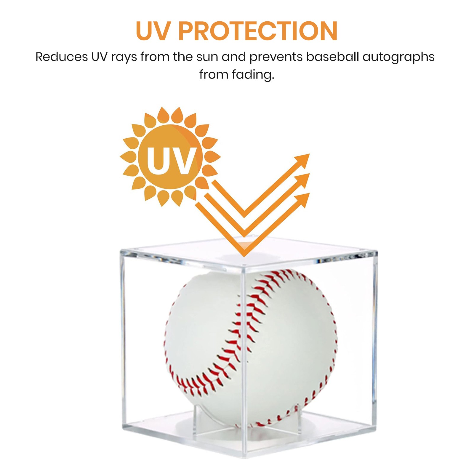 6Pack Baseball Display Case UV Protected Acrylic Clear Holder Square Ball Box