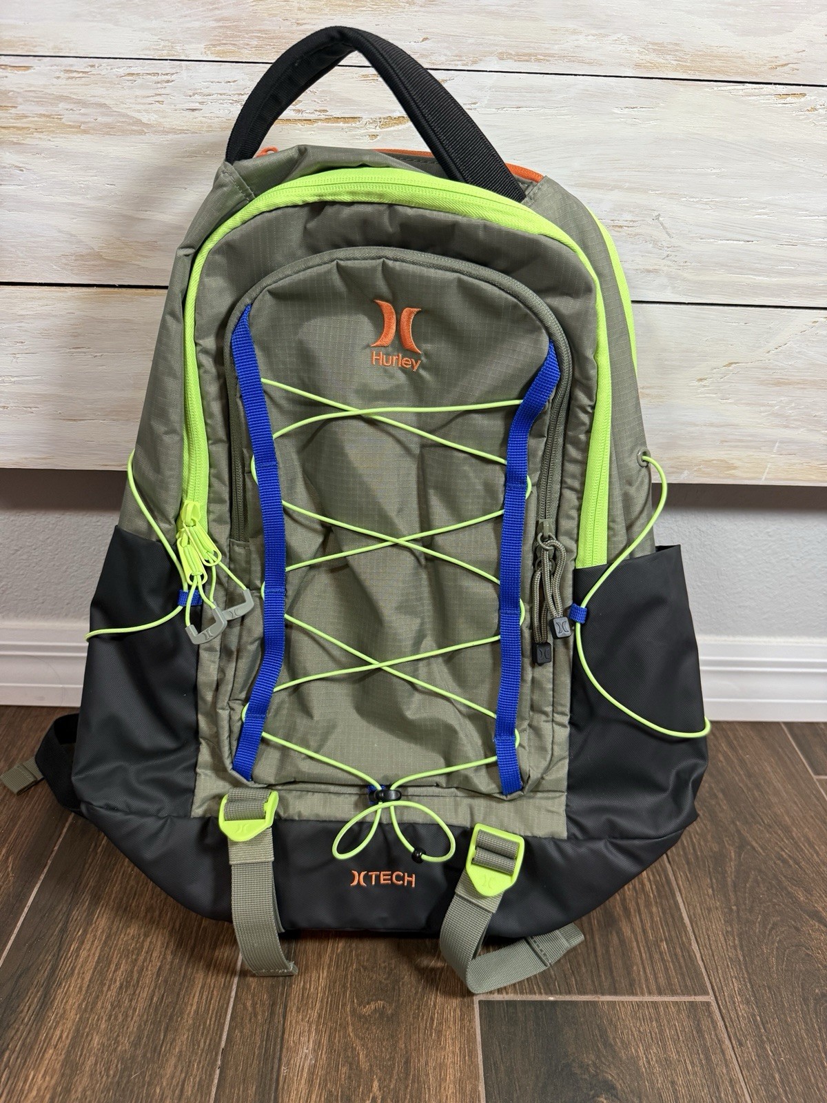Hurley Terrain Backpack Green Black Neon Laptop Pocket 15" Water Resistant New