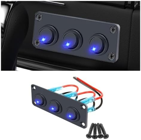 3 Gang Rocker Toggle Switch Panel, DC 12V 20A Waterproof USB Charger Rocker Swit