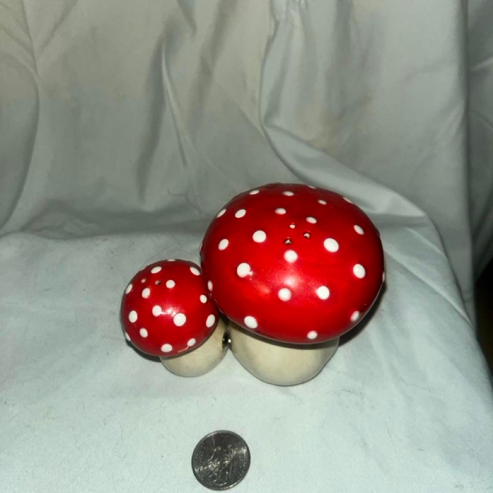 Mushroom Duo Magnetic Salt and Pepper Shaker Alice In Wonderland Decor