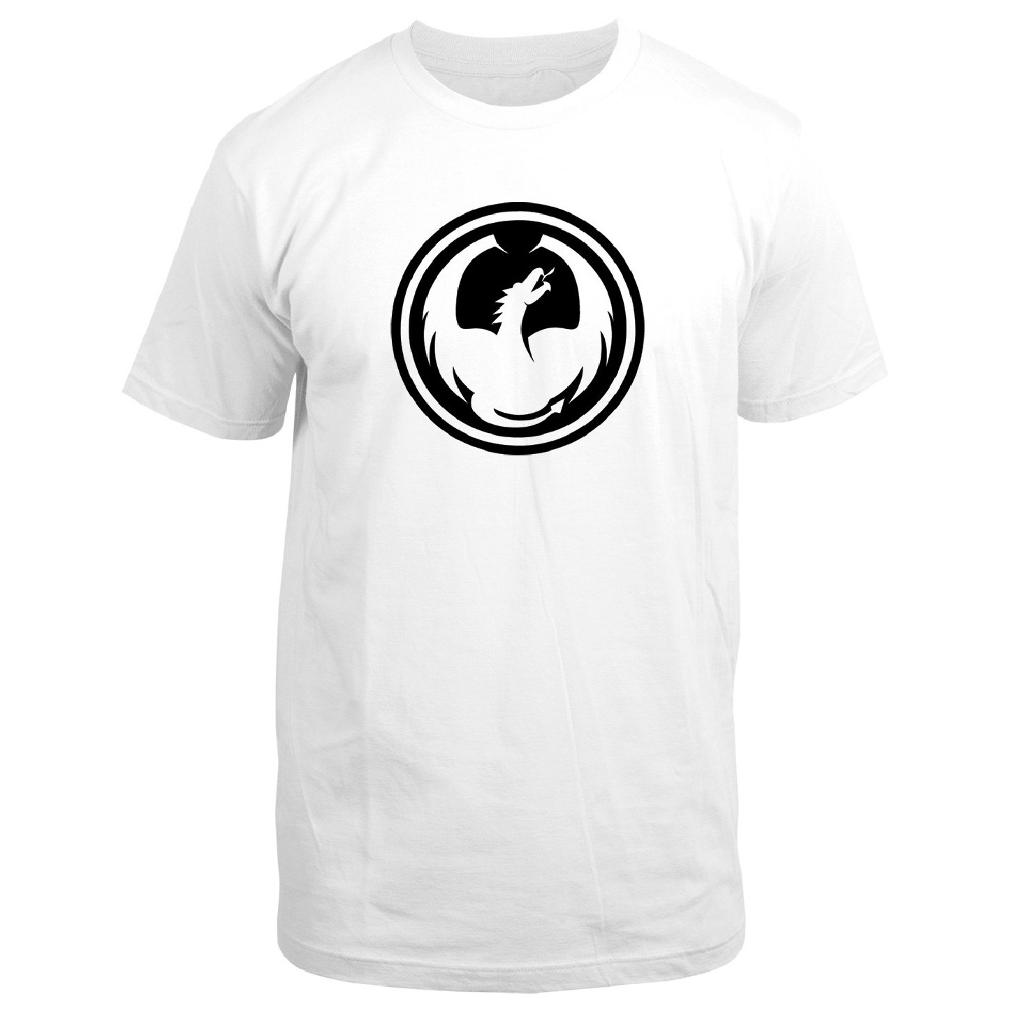 Dragon Icon Staple Line Mens Short Sleeve T-Shirt White SM