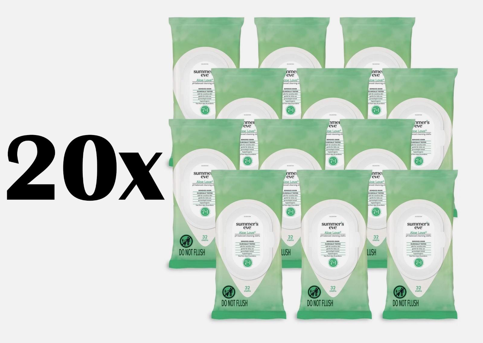 Summer's Eve Feminine Cleansing Wipes, Aloe Love, 32 Count, 20 Pack