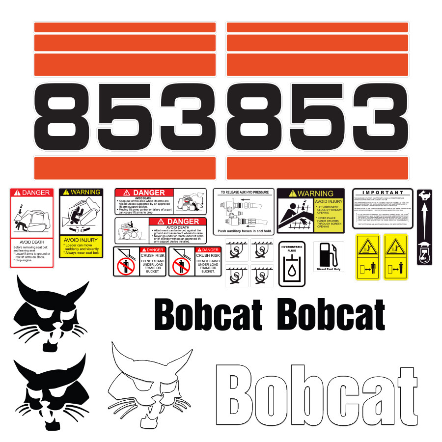 Bobcat 853 Skid Steer Set Vinyl Decal Sticker - 25 PC