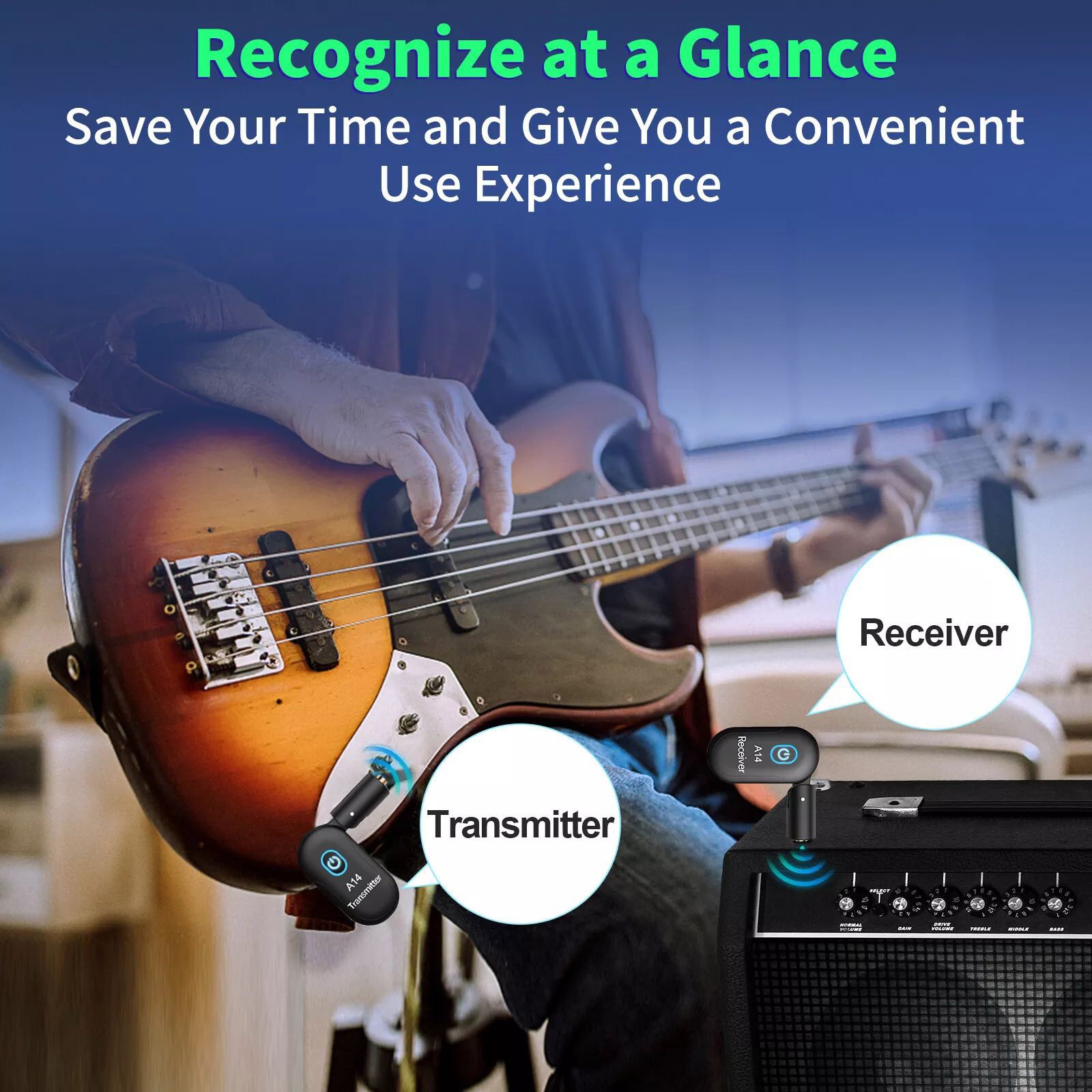 New 2.4GHz Wireless System for Electric Guitar Bass Violin Receiver Transmitter