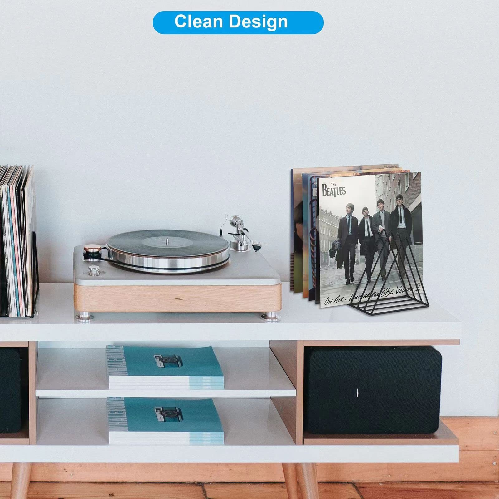 Vinyl Record Holder Storage, 9 Slot Metal Magazine Book Album Display Rack, S...