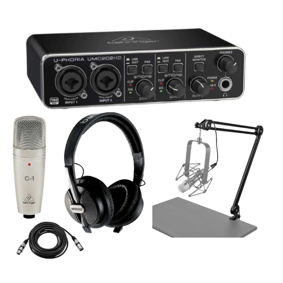Behringer U-Phoria Studio Pro Complete Recording with UMC202HD Interface W/Kit