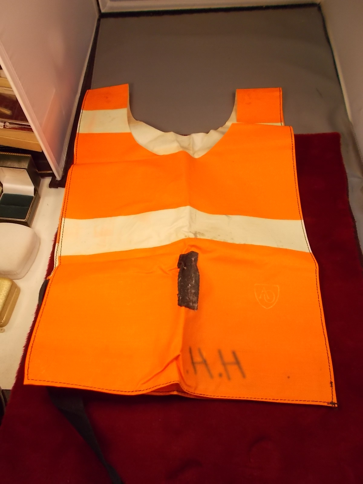 NEAT (& RARE) OLD VTG STATE OF ARKANSAS ROADSIDE ORANGE SAFETY VEST, 1970's ERA