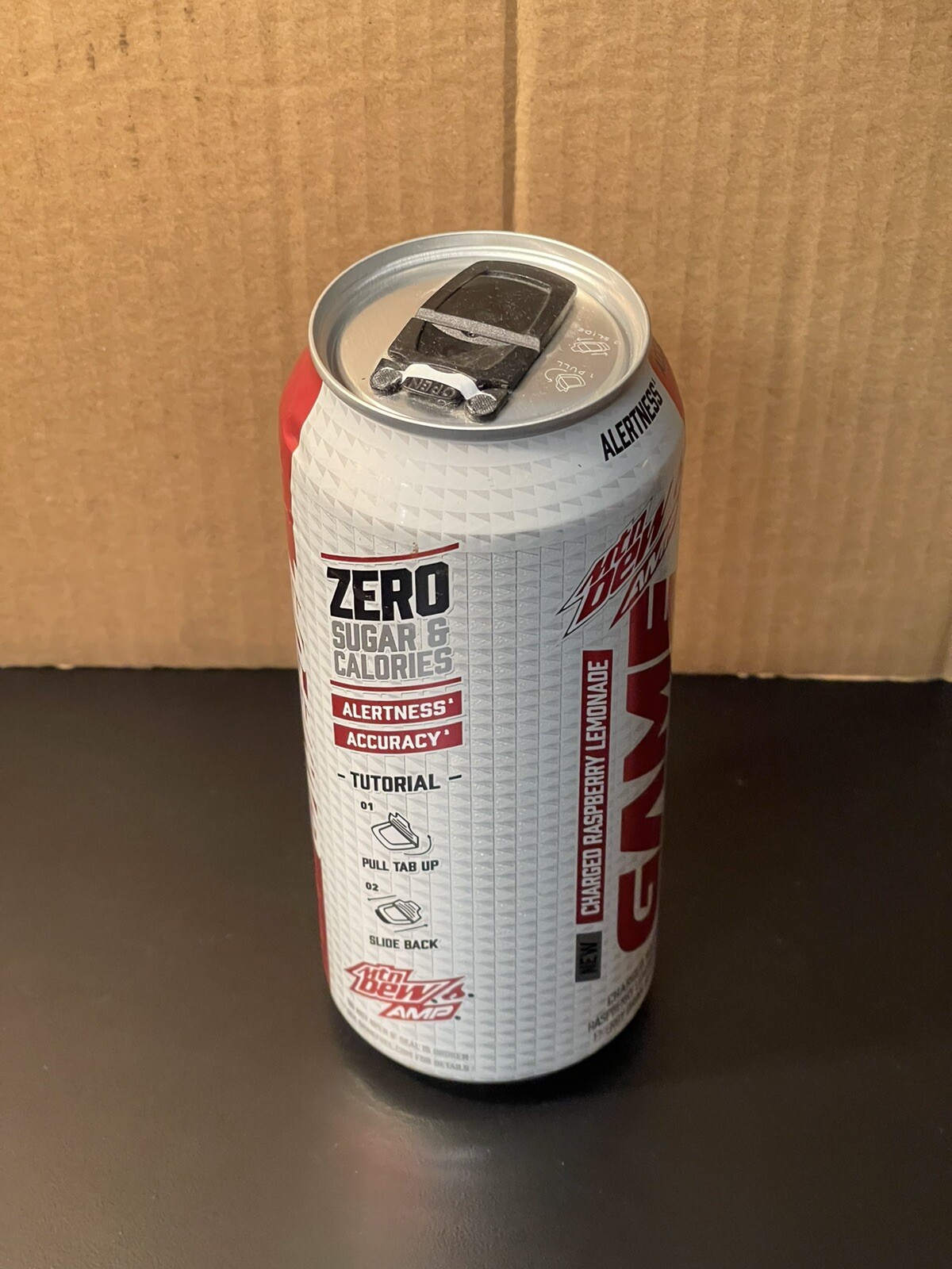 Mountain Dew Amp Game Fuel Zero Sugar Raspberry Lemonade Full 16oz Can