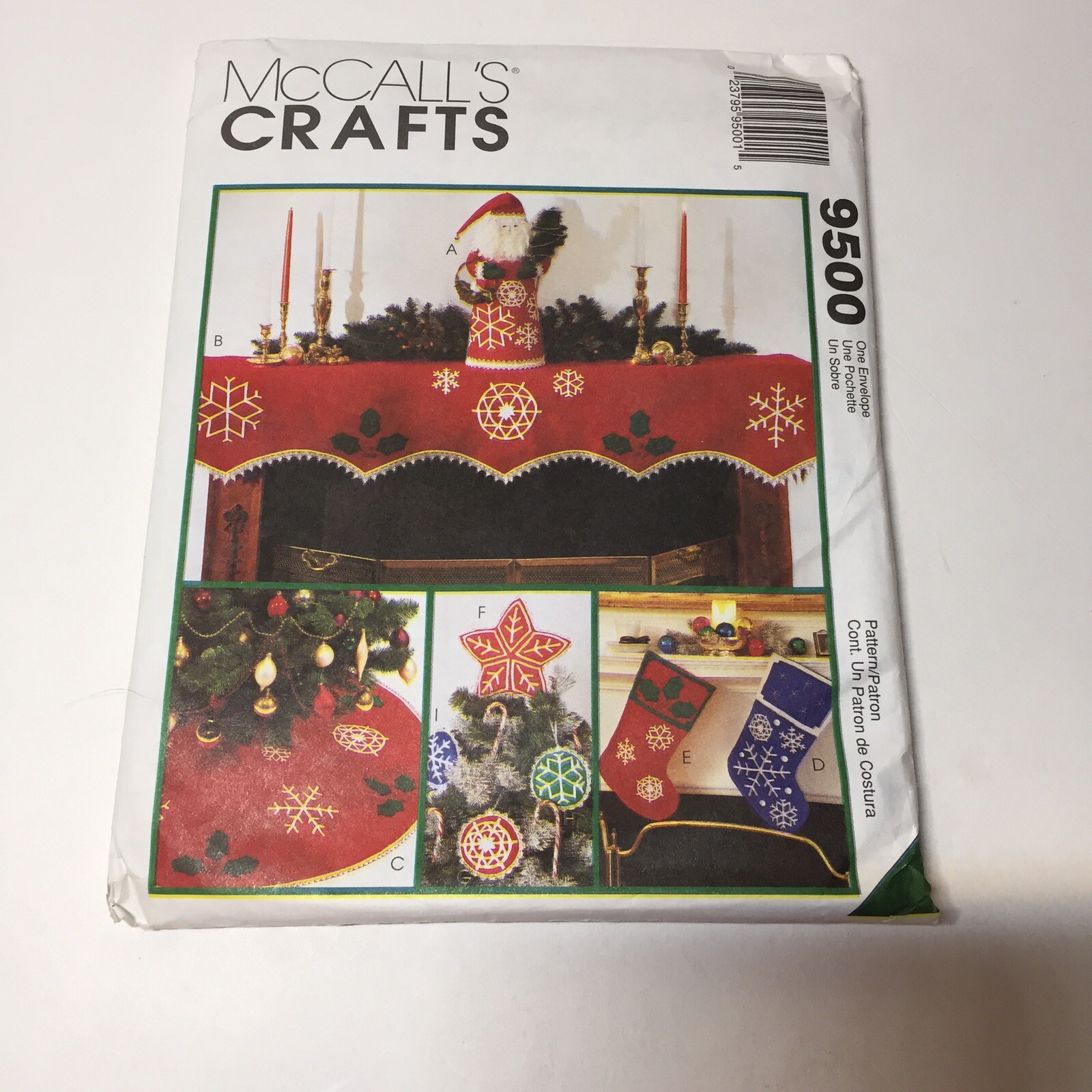 McCall's 9500 Snowflake Christmas Centerpiece Stocking Ornament Tree Skirt