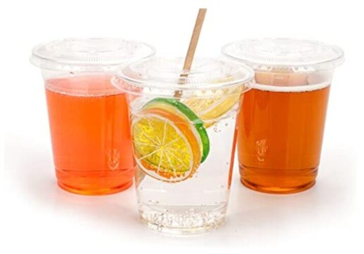Cup series, 12oz-50sets Clear Plastic cups with Flat lids w hole 12oz clear