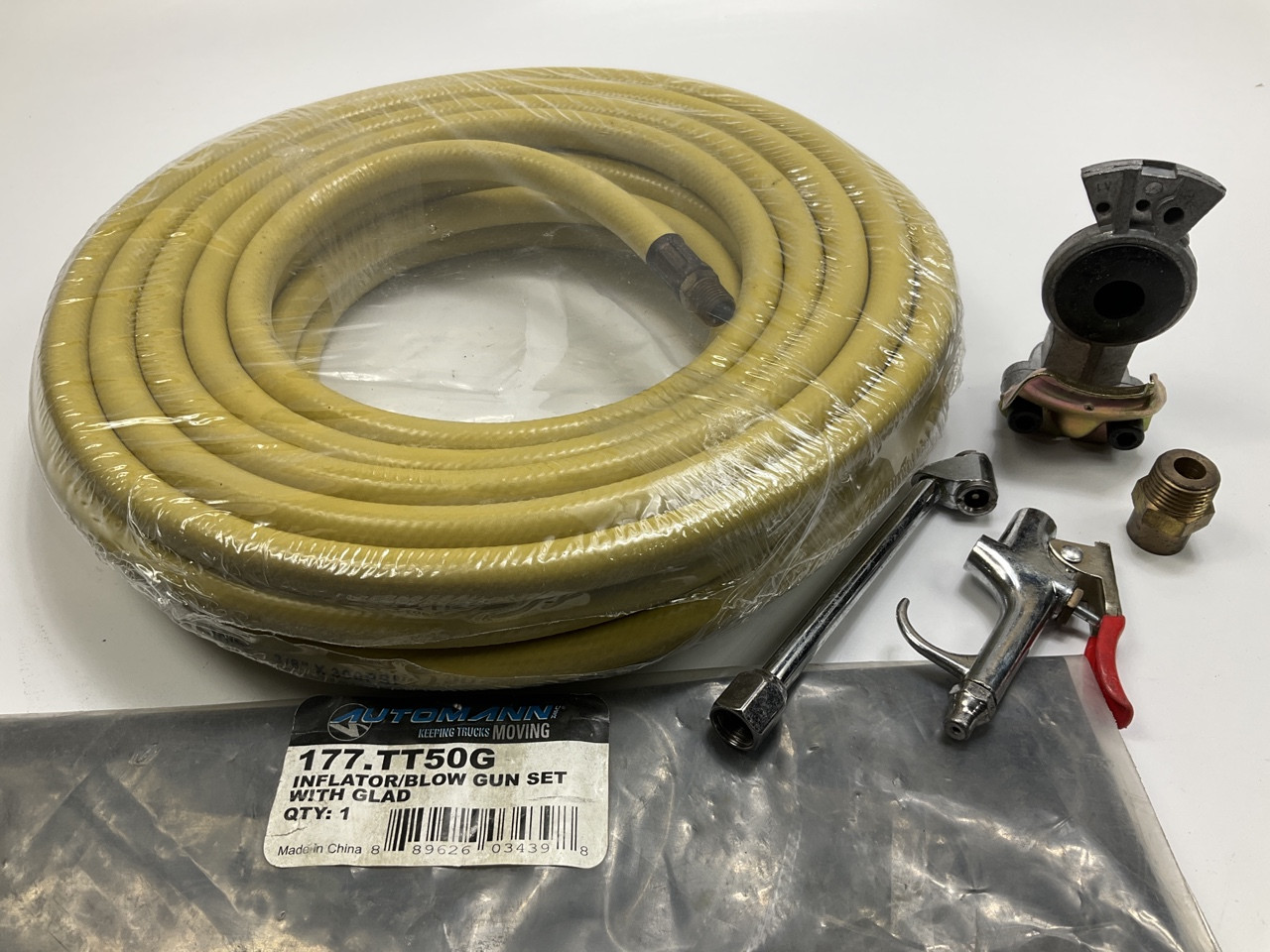 Automann 177.TT50G  Inflator & Blow Gun Kit W/ Gladhand, 50 Feet 3/8" Air Hose