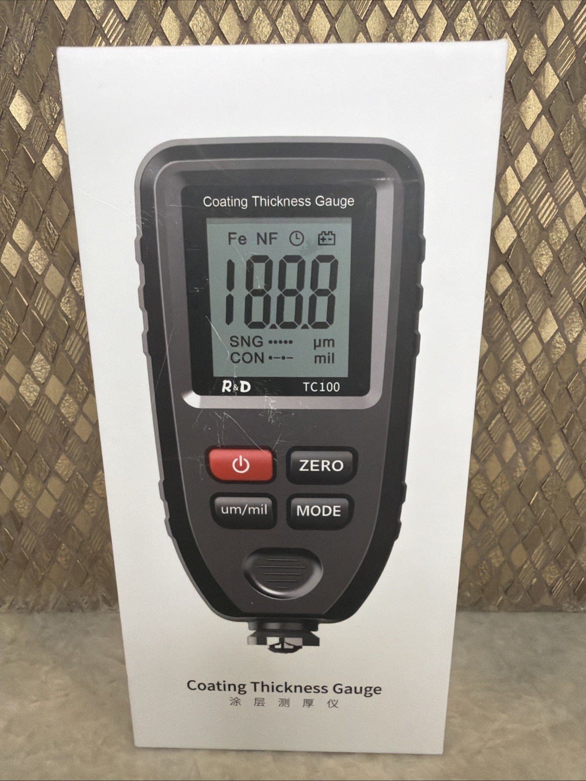 R&D TC-100 Coating Thickness Gauge Paint Meter Fe/NFe Automotive Tester w/ Case