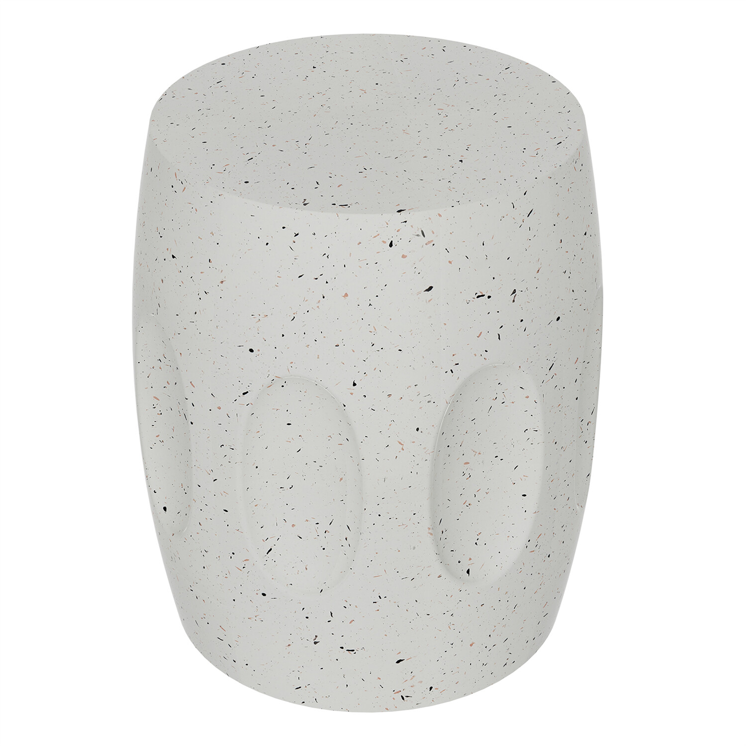 Off-white Round End Table Coffee Sofa Side Table Drum Shape Solid Concrete