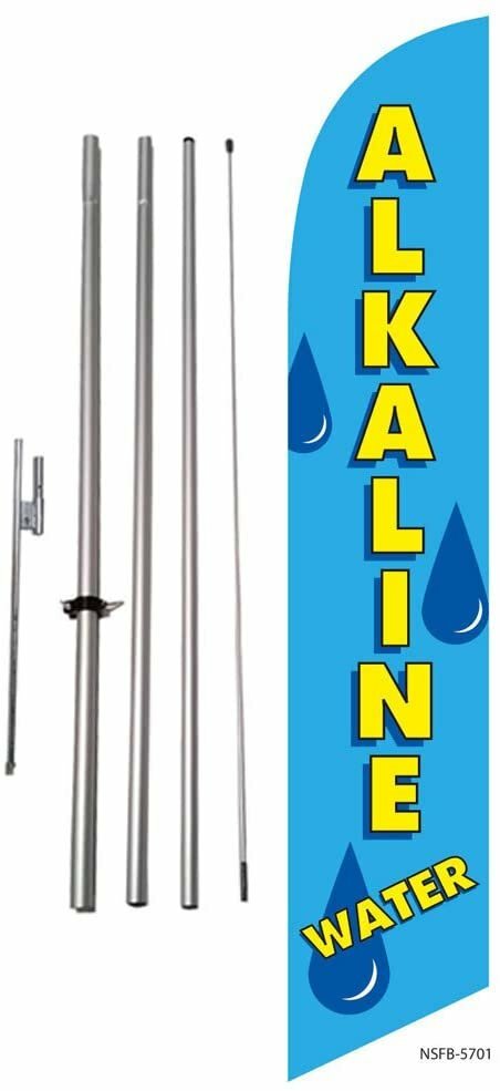 Alkaline Water Advertising Feather Banner Swooper Flag Kit w/Spike