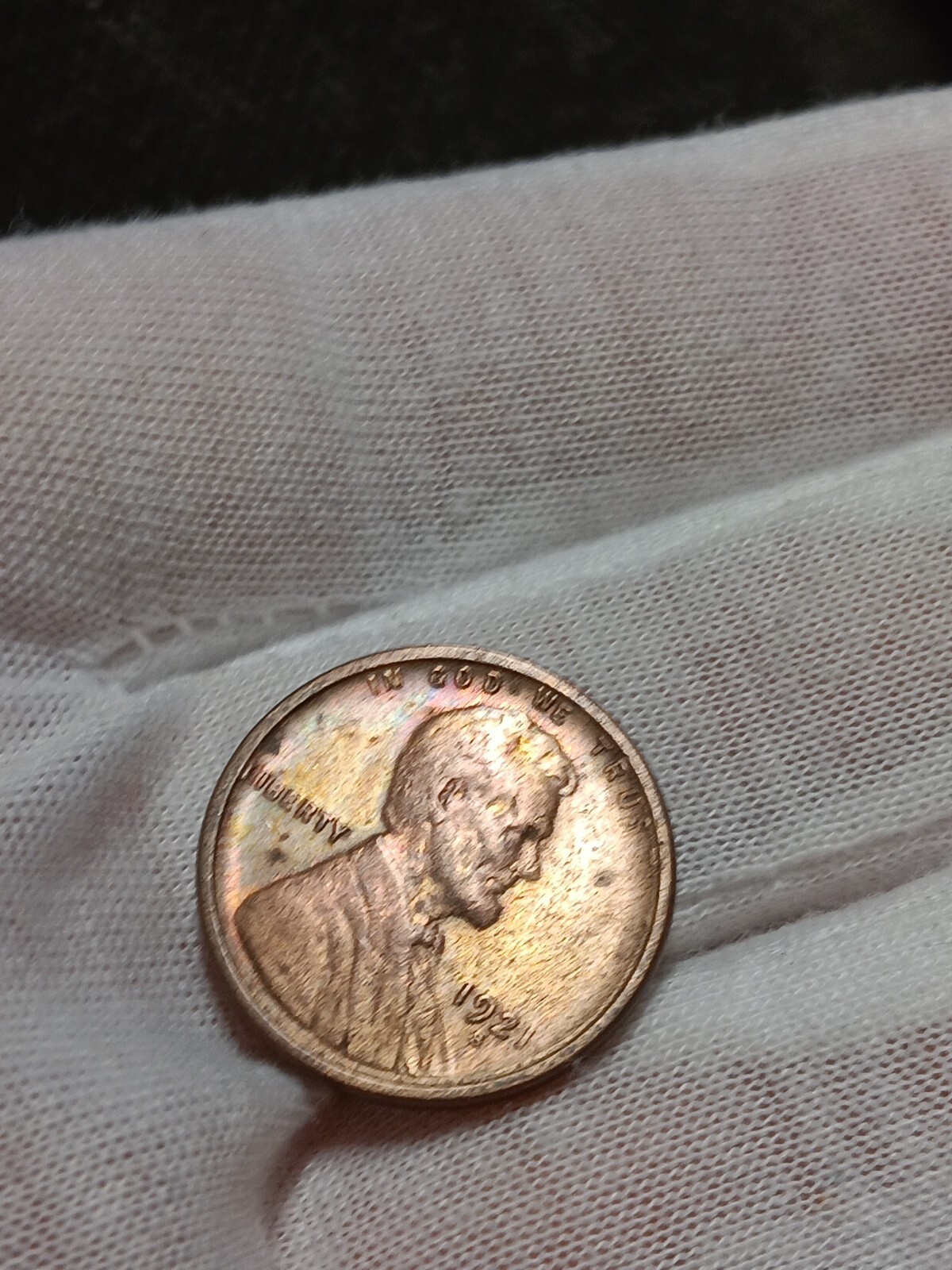 1921-S  Lincoln Wheat  Cent ~ STUNNING RAINBOW TONING  R/B