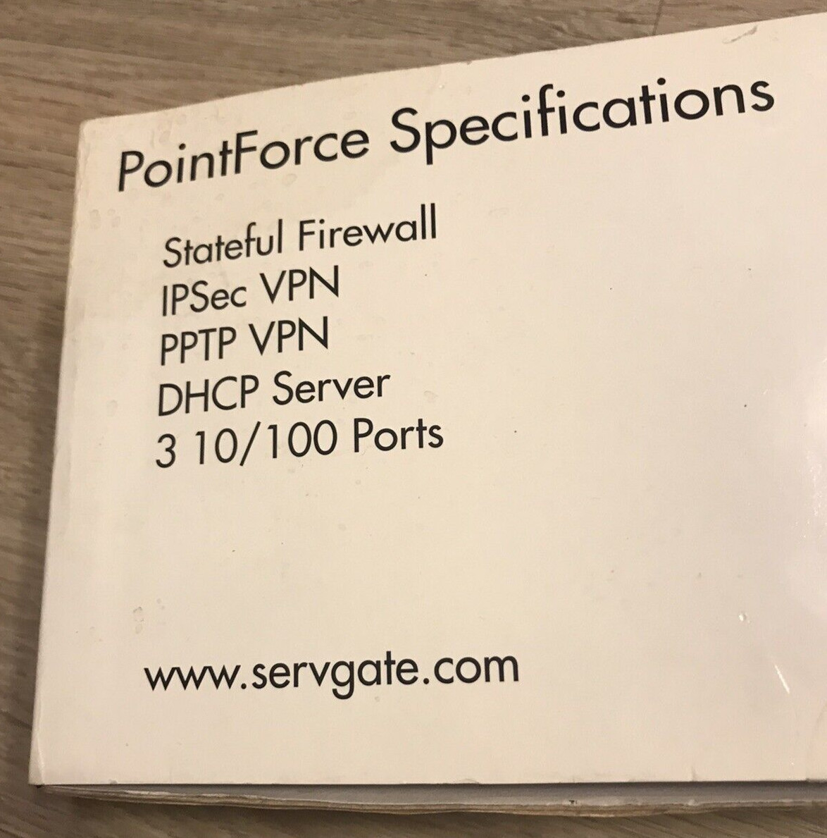 NEW ServGate PointForce 950-0003-01 Firewall VPN MODEL: PTF1-US