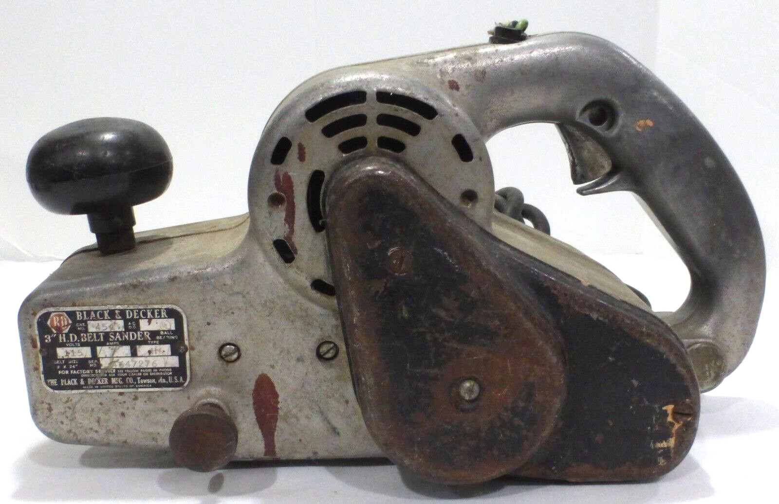 Vintage BLACK & DECKER 3" H.D. Belt Sander, Cat. No. 454, Works!