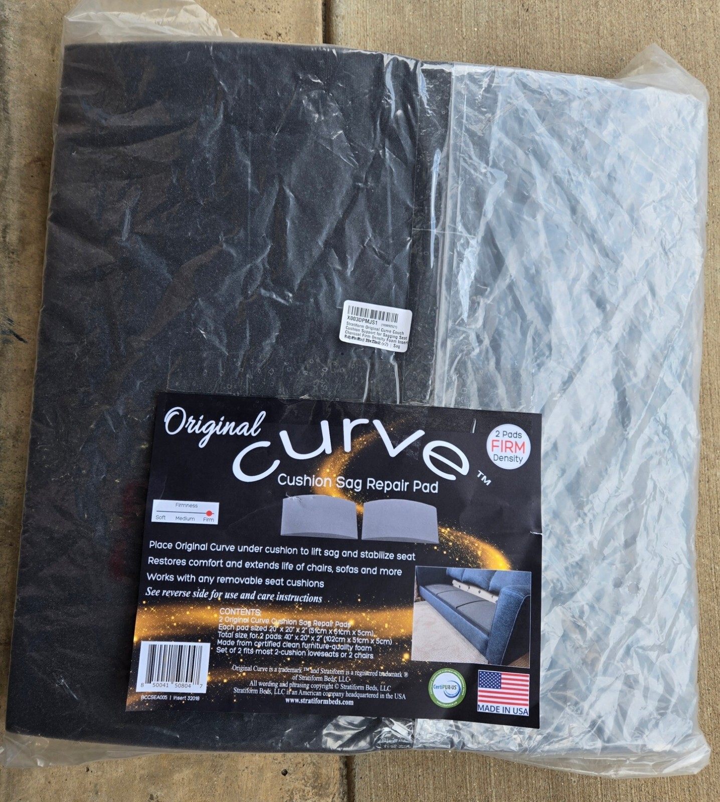 Original Curve Cushion Sag Repair Density 2-Pack Firm 20”x20”x2" USA NEW (19A)