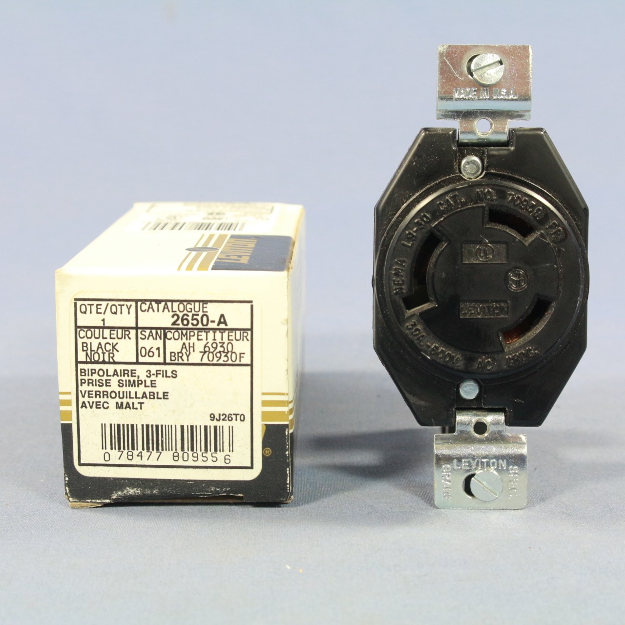 Leviton 2650-A Industrial Twist Turn Locking Receptacle Outlet Nema L9-30R 30A