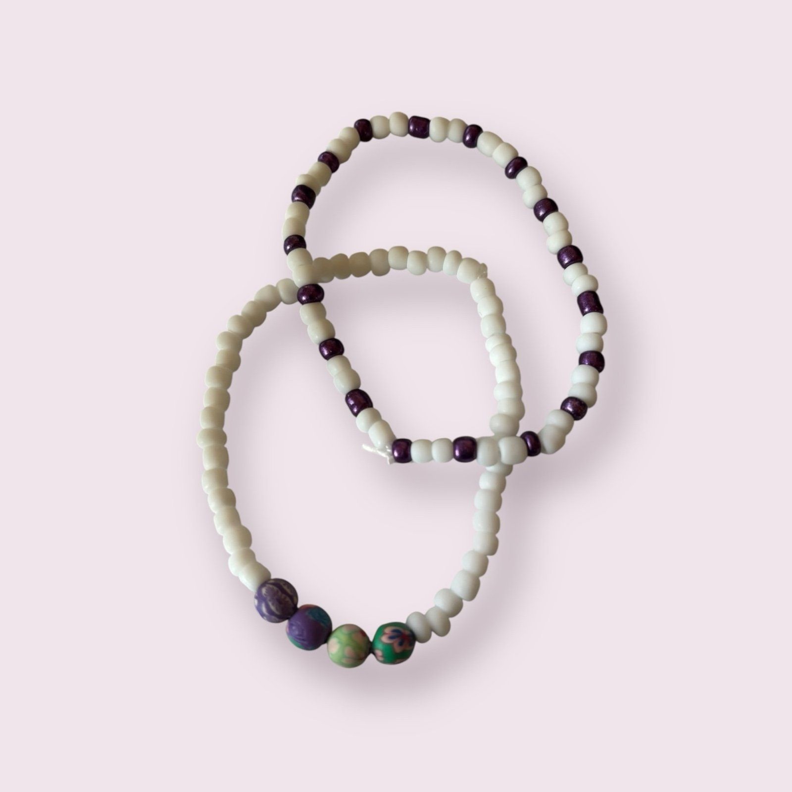 Handmade Seed Bead Bracelet Pair 0216