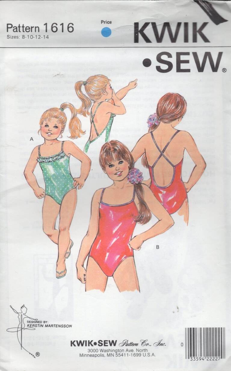 1616 KWIK SEW GIRL'S SWIMSUITS SIZE 8-14