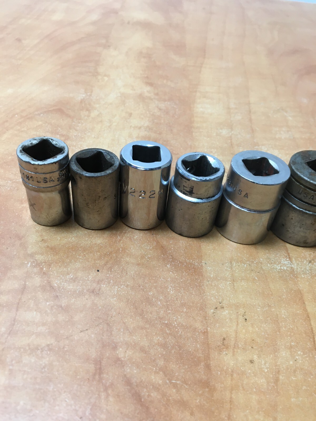 MAC Tools & Snap On 1/2" Drive SAE Shallow 10pc Socket Set 9/16" to 1-1/8"