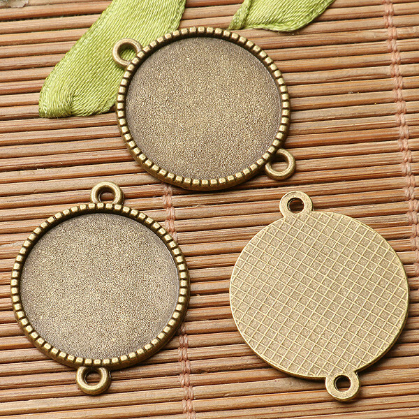 30pcs antiqued bronze color round cabochon setting in 20mm connector  EF3039
