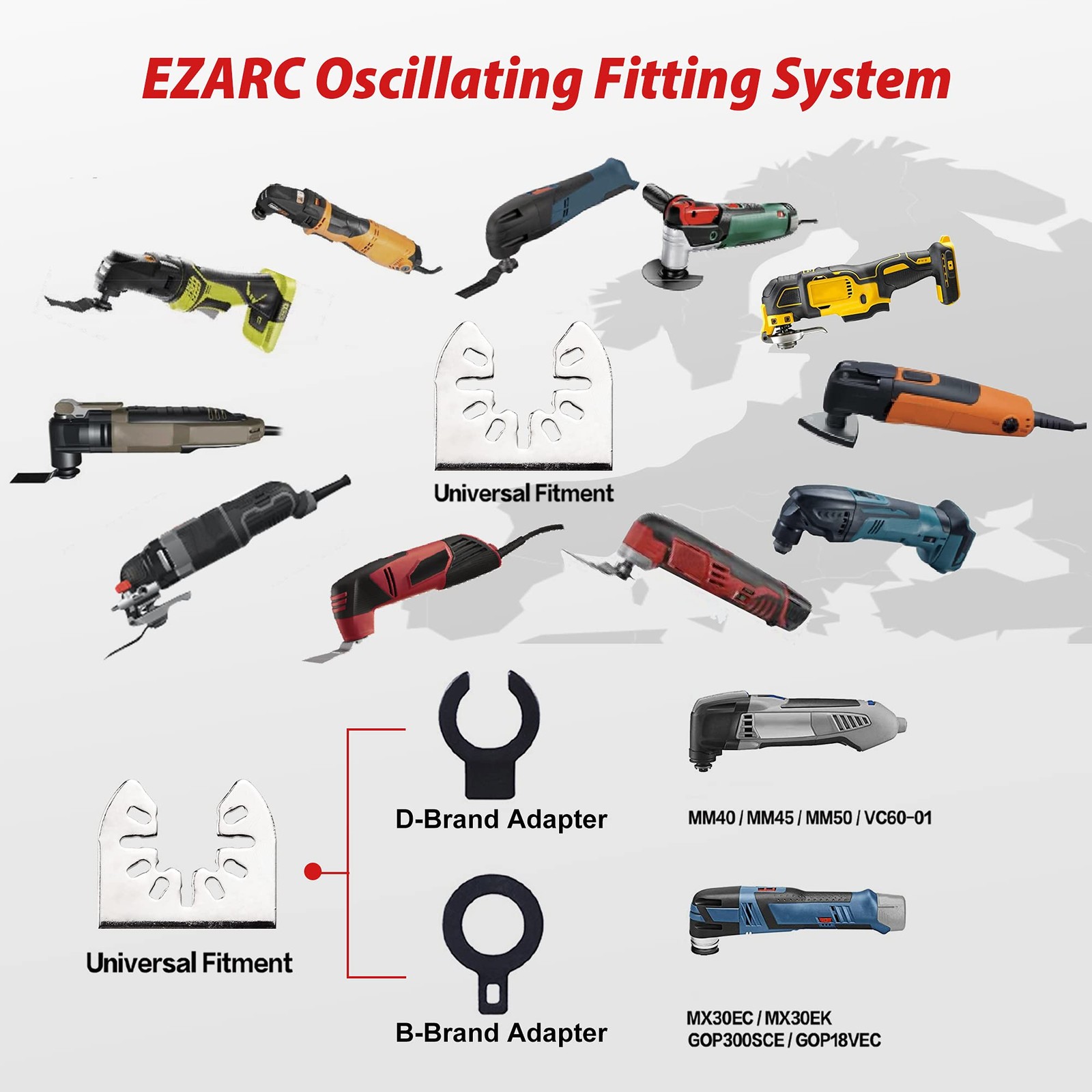 EZARC Diamond Oscillating Tool Blade Set, Multi Mortar 4pcs, Silver