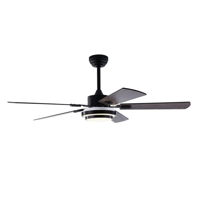 52" Modern Wood Ceiling Fan with Light 5 Double Sided Blade Reversible Remote