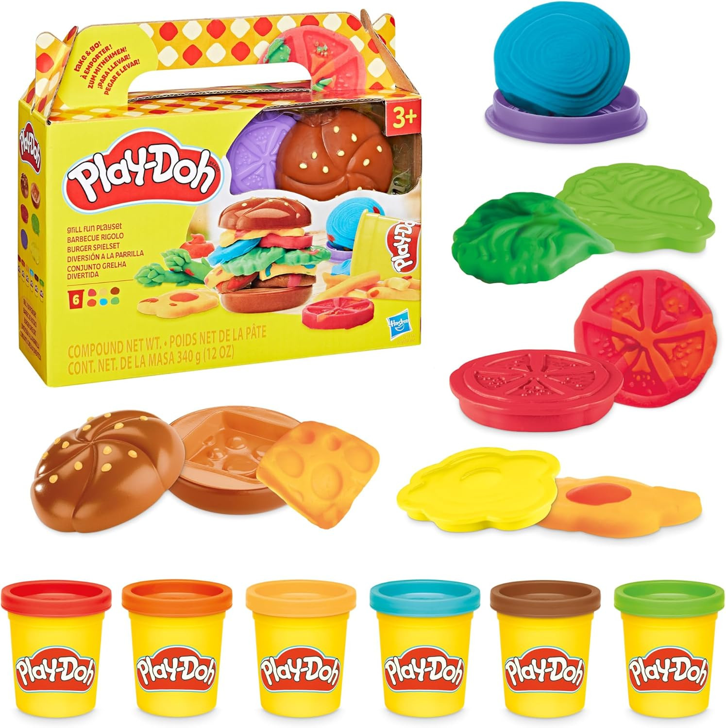Play-Doh Grill Fun Playset, Play Kitchen Toys, Arts & Crafts for Kids 3+ Years