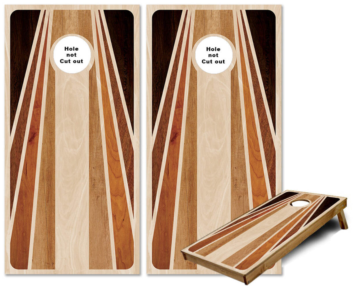 5 Types of Wood in Triangle Themed cornhole wraps