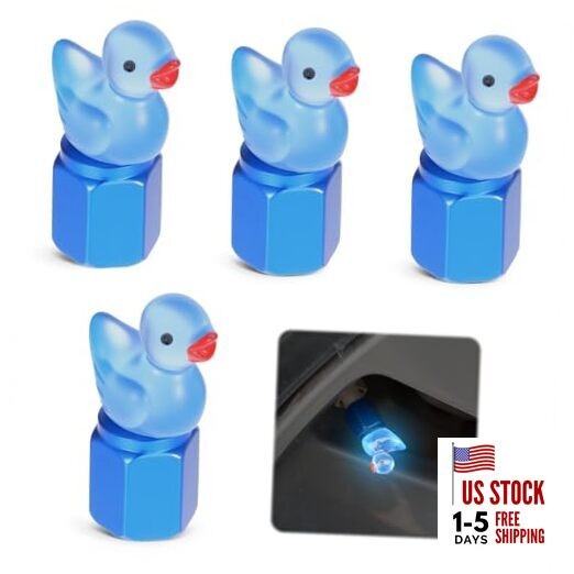 Cute Duck Tire Valve Caps, 4 Pcs Glow in The Dark Tire Valve Caps, Interesting