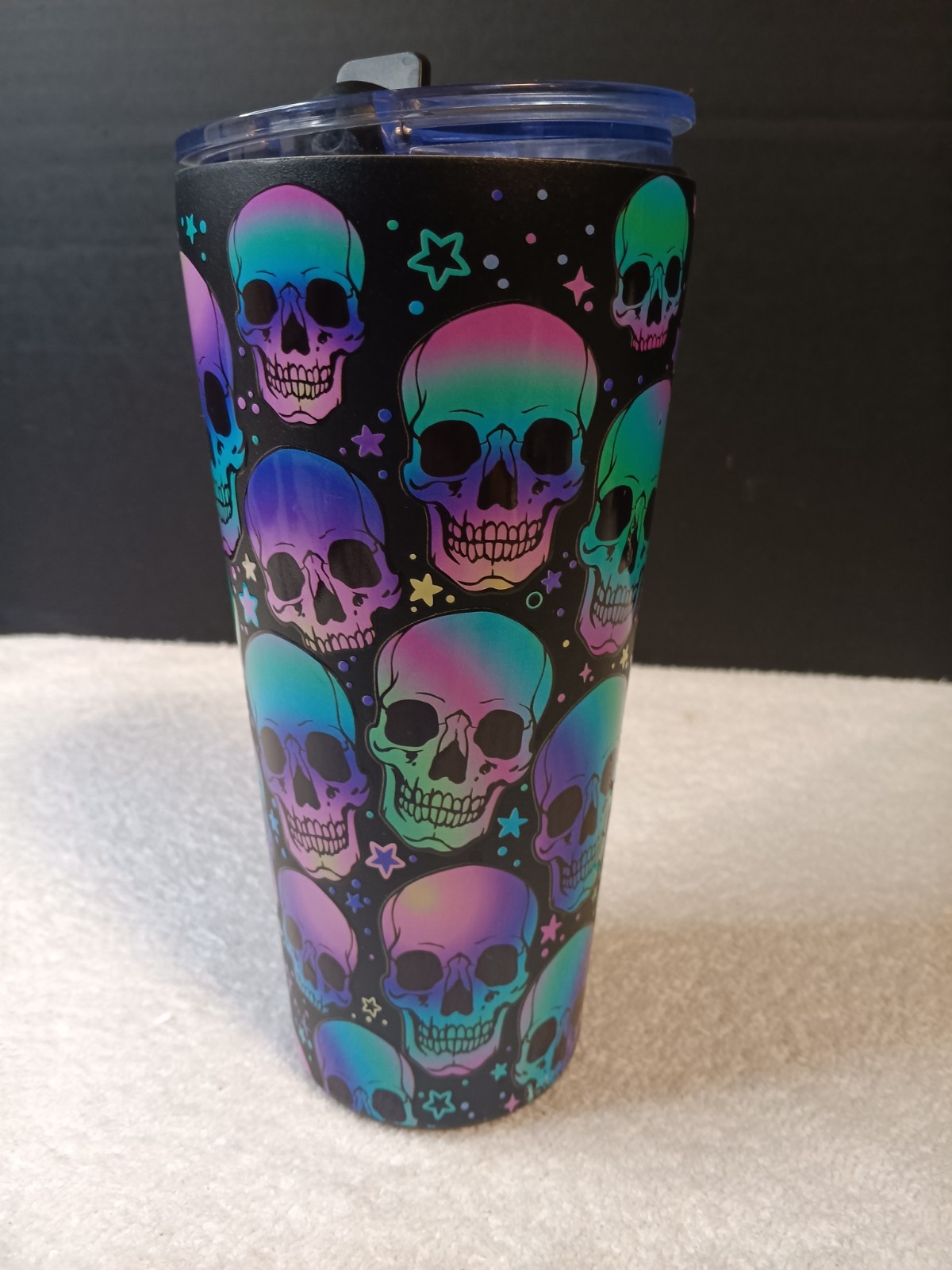 HydraPeak SKULLS 20 oz Steel Tumbler Straw Lid Halloween Pink Purple Blue